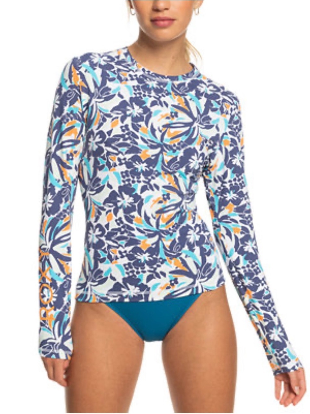 Roxy Sea Skippin’ Long Sleeve Printed Rash Guard Juniors Size Small